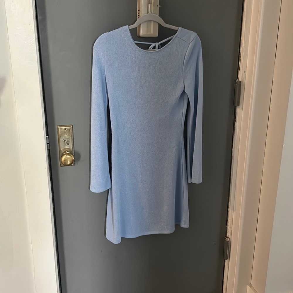 H&M blue sheer longsleeve dress